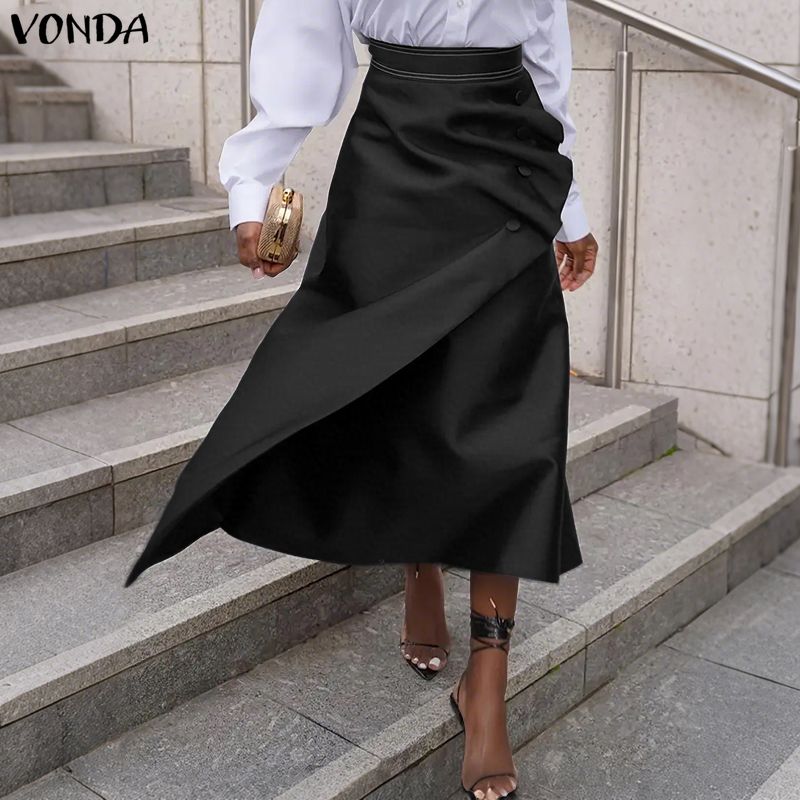 VONDA Plus Size 5XL Elegant Wo - A-Line Skirt Midi ulasan dan harga