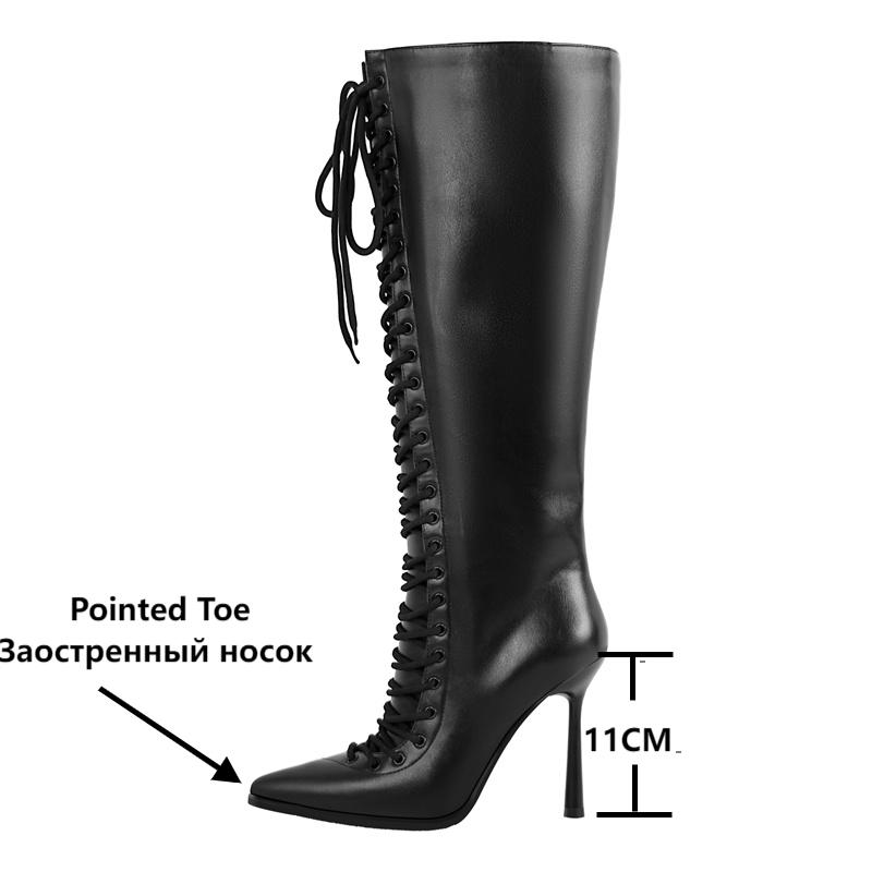 Onlymaker Pointed Toe Lace Up  - Women'S Fashion Knee High Boots ulasan dan harga