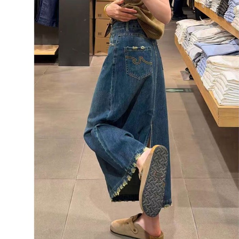 Ruffle Hem Embroidered Word De - A-Line Skirt Midi ulasan dan harga