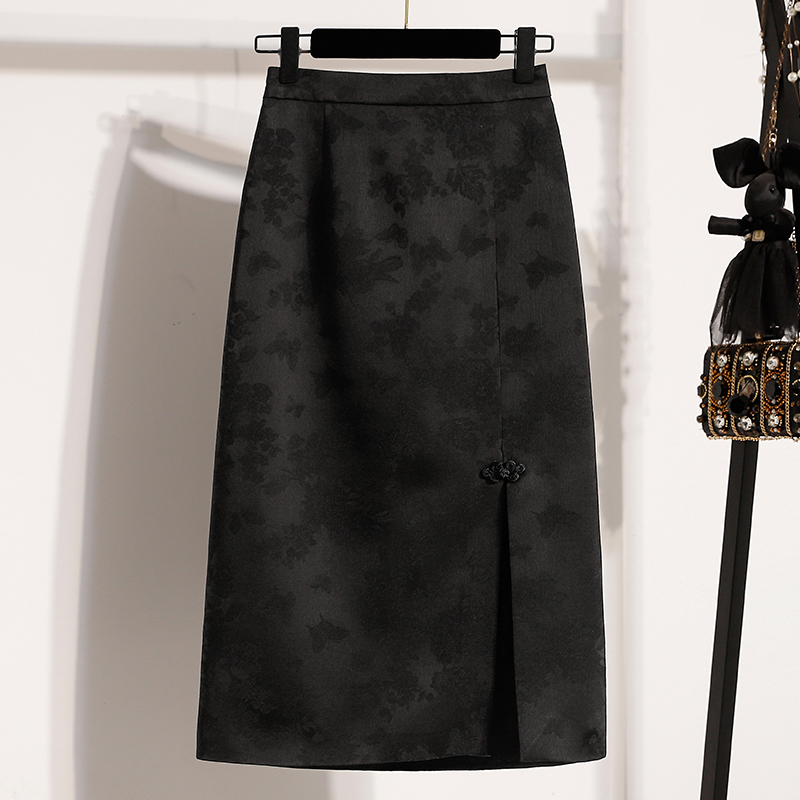 New Chinese Style High Waist S - A-Line Skirt Midi ulasan dan harga